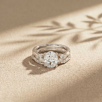 2.40 Ct Oval Cut Moissanite Heirloom Accent Ring Set for Women