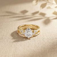 2.40 Ct Pear Cut Moissanite Classic Heritage Ring Set for Women