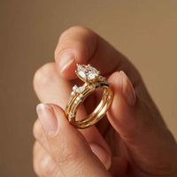 2.40 Ct Pear Cut Moissanite Classic Heritage Ring Set for Women