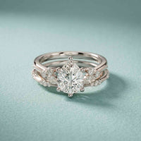 2.40 Ct Pear Cut Moissanite Classic Heritage Ring Set for Women
