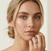 2.40 Ct Princess Cut Moissanite Milgrain Detail Ring Set for Women