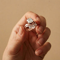 2.85 Ct Asscher Cut Moissanite Crown Accent Ring Set for Women