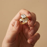 2.85 Ct Asscher Cut Moissanite Crown Accent Ring Set for Women