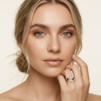 2.85 Ct Asscher Cut Moissanite Crown Accent Ring Set for Women