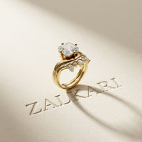 2.85 Ct Asscher Cut Moissanite Crown Accent Ring Set for Women