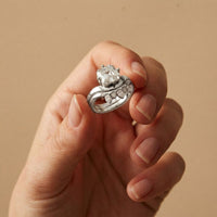 2.85 Ct Asscher Cut Moissanite Crown Accent Ring Set for Women
