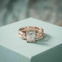2.40 Ct Radiant Cut Moissanite Marquise Accent Ring Set for Women