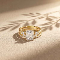 2.40 Ct Radiant Cut Moissanite Marquise Accent Ring Set for Women