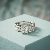 2.40 Ct Radiant Cut Moissanite Marquise Accent Ring Set for Women