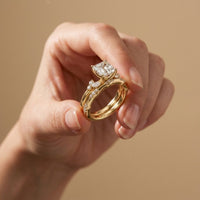 2.40 Ct Asscher Cut Moissanite Stacked Elegance Ring Set for Women