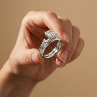 2.40 Ct Asscher Cut Moissanite Stacked Elegance Ring Set for Women