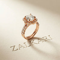 3.55 Ct Cushion Cut Moissanite Petal Halo Ring Set for Women