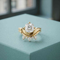2.85 Ct Cushion Cut Moissanite Tiara Ring Set for Women