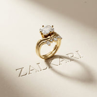 2.85 Ct Emerald Cut Moissanite Regal Curve Ring Set for Women