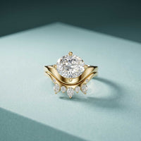 2.85 Ct Oval Cut Moissanite Modern Crown Ring Set for Women