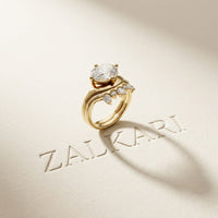 2.85 Ct Oval Cut Moissanite Modern Crown Ring Set for Women