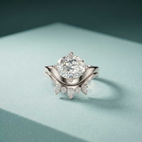 2.85 Ct Oval Cut Moissanite Modern Crown Ring Set for Women