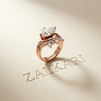 2.85 Ct Pear Cut Moissanite Regal Nest Ring Set for Women