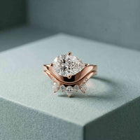2.85 Ct Pear Cut Moissanite Regal Nest Ring Set for Women