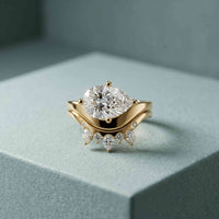 2.85 Ct Pear Cut Moissanite Regal Nest Ring Set for Women