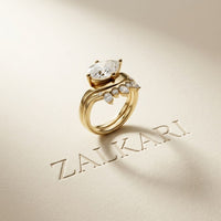 2.85 Ct Pear Cut Moissanite Regal Nest Ring Set for Women
