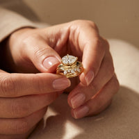 2.85 Ct Pear Cut Moissanite Regal Nest Ring Set for Women