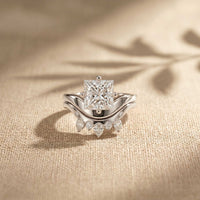 2.85 Ct Princess Cut Moissanite Tiara Accent Ring Set for Women