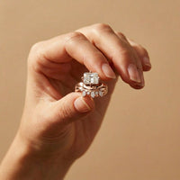 2.85 Ct Radiant Cut Moissanite Royal Enhancer Ring Set for Women