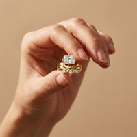 2.85 Ct Radiant Cut Moissanite Royal Enhancer Ring Set for Women