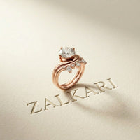2.85 Ct Round Cut Moissanite Crowned Contour Ring Set for Women