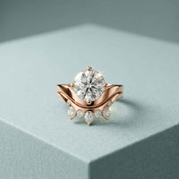 2.85 Ct Round Cut Moissanite Crowned Contour Ring Set for Women