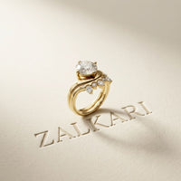 2.85 Ct Round Cut Moissanite Crowned Contour Ring Set for Women