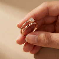 0.15 Ct Round Cut Moissanite Bezel Teardrop Open Ring for Women