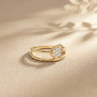 0.15 Ct Round Cut Moissanite Bezel Teardrop Open Ring for Women