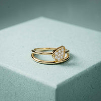0.15 Ct Round Cut Moissanite Bezel Teardrop Open Ring for Women
