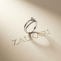 0.15 Ct Round Cut Moissanite Bezel Teardrop Open Ring for Women