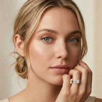 0.15 Ct Round Cut Moissanite Bezel Teardrop Open Ring for Women