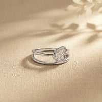 0.15 Ct Round Cut Moissanite Bezel Teardrop Open Ring for Women