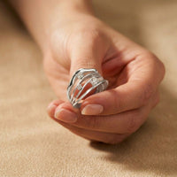 0.25 Ct Round Cut Moissanite Flowing Wave Multi-Band Ring for Women White