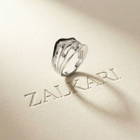 0.25 Ct Round Cut Moissanite Flowing Wave Multi-Band Ring for Women White