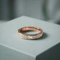 1.00 Ct Princess Cut Moissanite Channel Set Ring for Women Rose Gold