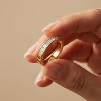 1.00 Ct Princess Cut Moissanite Channel Set Ring for Women Gold