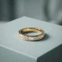 1.00 Ct Princess Cut Moissanite Channel Set Ring for Women Gold