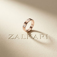 0.25 Ct Round Cut Moissanite Floral Accent Band Ring for Women Rose Gold