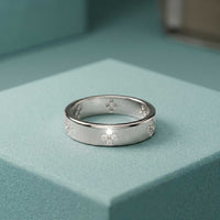 0.25 Ct Round Cut Moissanite Floral Accent Band Ring for Women White