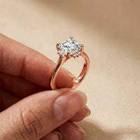 2.10 Ct Asscher Cut Moissanite Classic Solitaire Ring for Women Rose Gold