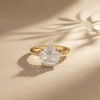 2.10 Ct Asscher Cut Moissanite Classic Solitaire Ring for Women Gold