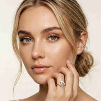2.10 Ct Cushion Cut Moissanite Starburst Accent Ring for Women Rose Gold