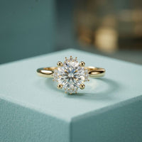 2.10 Ct Cushion Cut Moissanite Starburst Accent Ring for Women Gold