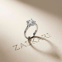 2.10 Ct Cushion Cut Moissanite Starburst Accent Ring for Women White
